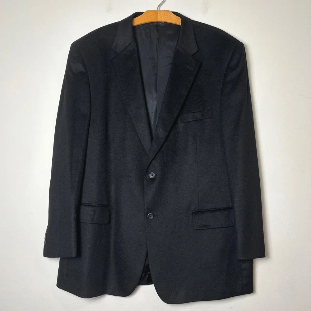 Pronto Uomo Mens 100% Cashmere Blazer 48L Black Sport Coat Two Button Luxury